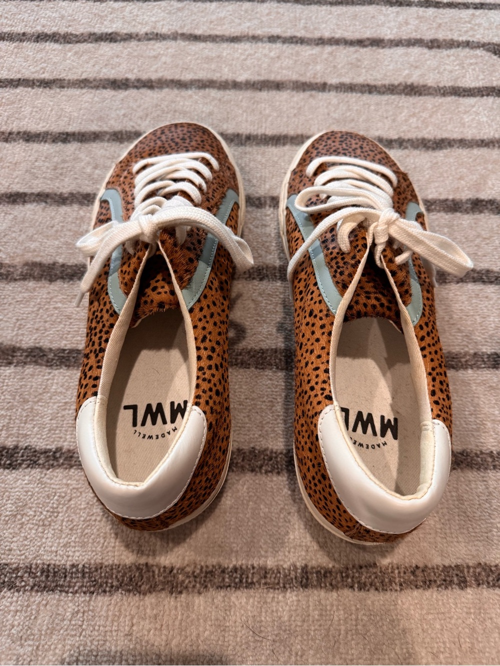 Madewell Leopard-Print Sneakers with Light Blue Stripe - Picture 2 of 8